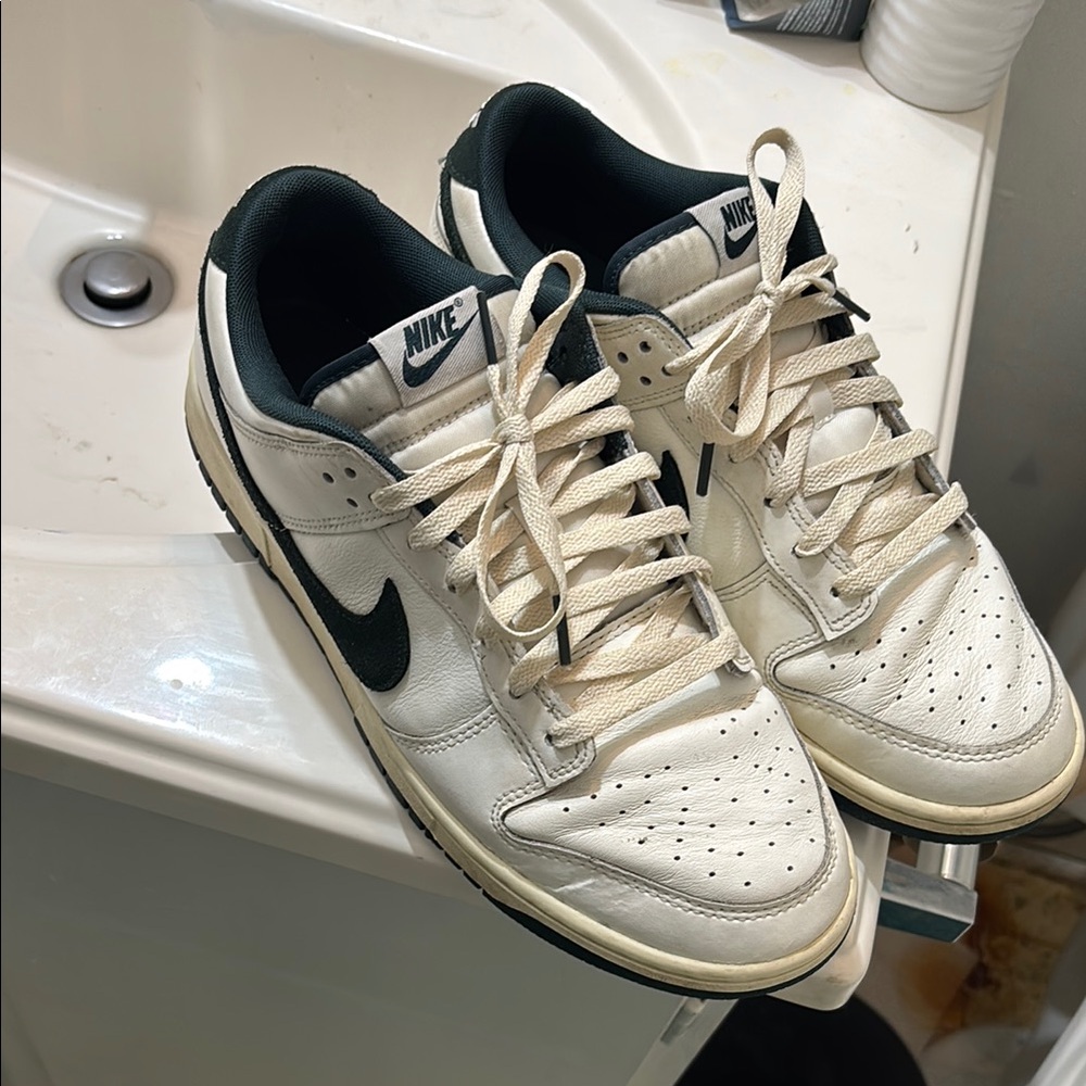 Nike Men's Cream and Green retro Nike Dunks size 11 “ Atheletic Department “